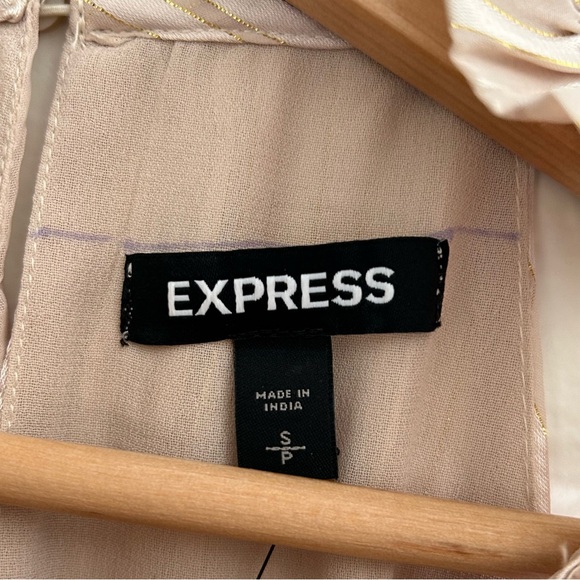 Express Halter Neck Striped Tiered Beige Ruffle Maxi Dress, Size S - Picture 4 of 10